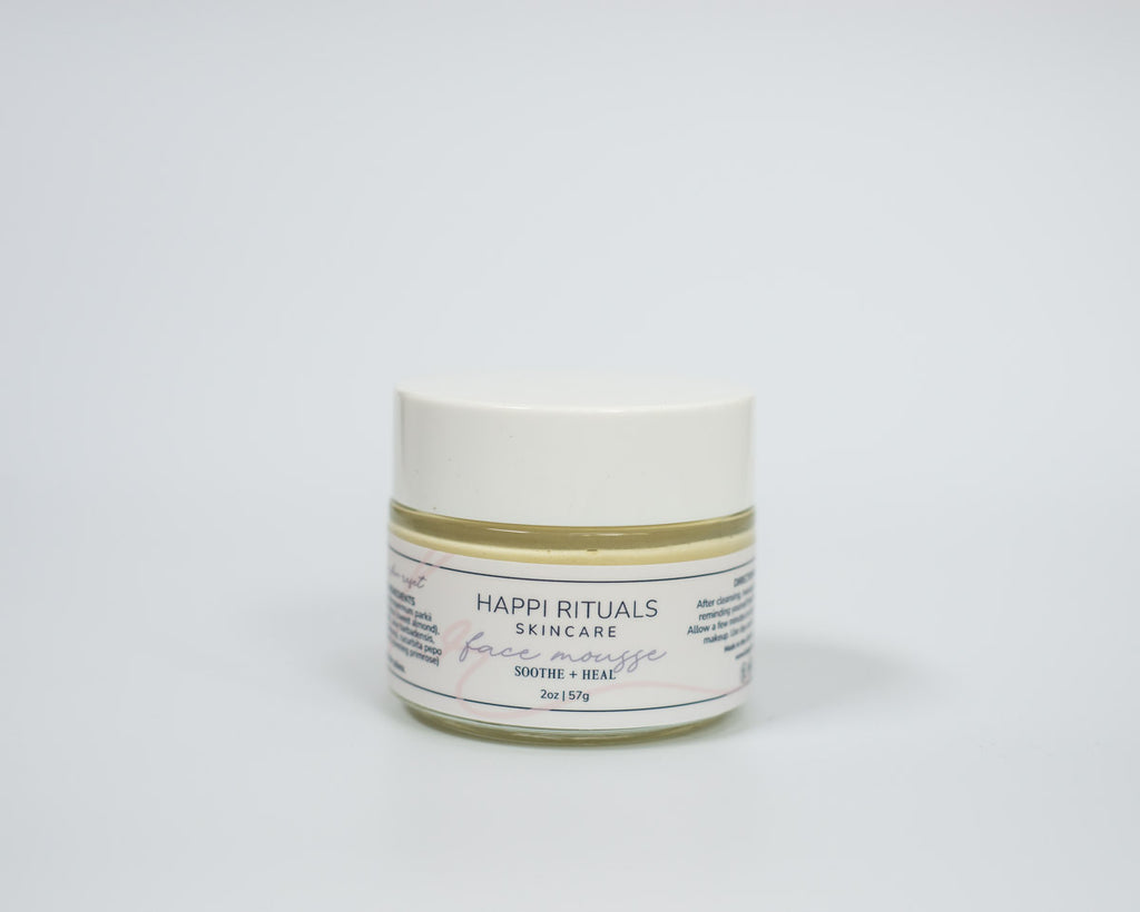 face moisturizer, tallow and plant-based oils, clean and natural skincare, non-toxic and chemical free, all natural skin health skin barrier for eczema, rosacea, inflammation, acne scars