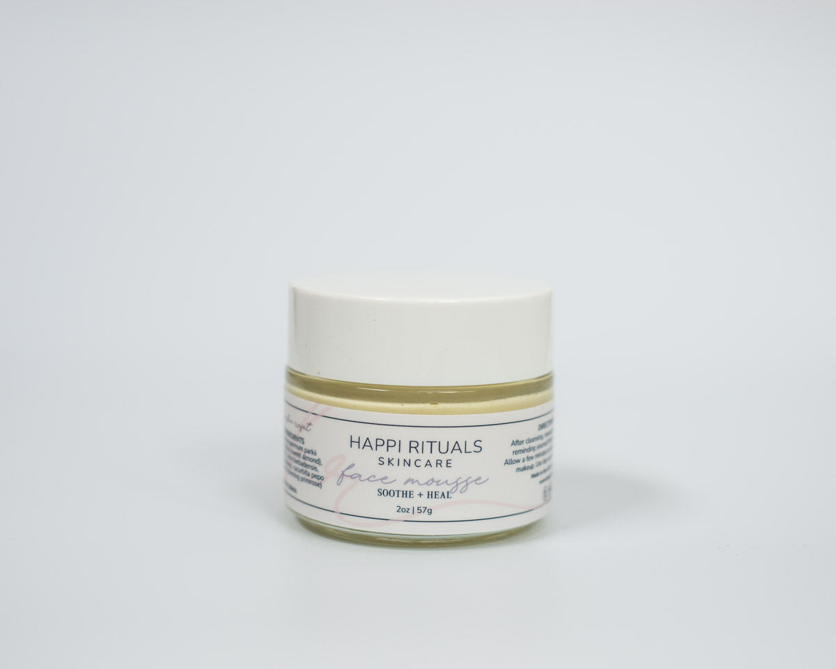 face moisturizer, tallow and plant-based oils, clean and natural skincare, non-toxic and chemical free, all natural skin health skin barrier for eczema, rosacea, inflammation, acne scars
